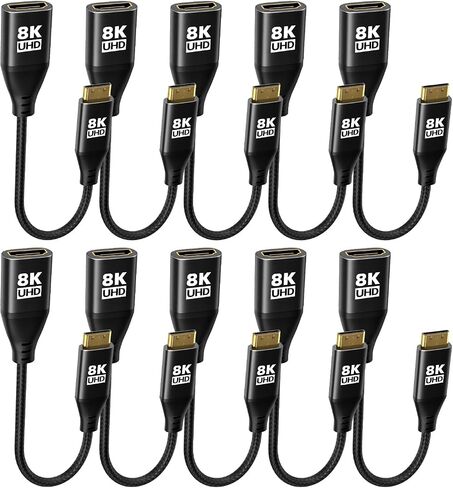 8K Mini HDMI to HDMI Adapter 2Pack, Ultra High Speed 48Gbps Bidirectional Transmission, HDMI Female to Mini HDMI with 8K@60Hz, 4K@120Hz Apply to Projector, Tablet, Graphics Card, Camcorder And More in Saudi Arabia