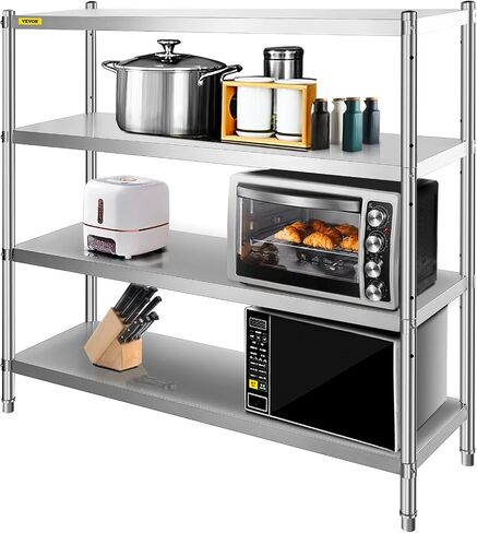 VBENLEM Stainless Steel Shelves 48x18.5 Inch 5 Tier Adjustable Shelf Storage Unit Stainless Steel Rack Shelving Heavy Duty Shelving for Kitchen Commercial Office Garage Storage 330lb Per Shelf in Saudi Arabia