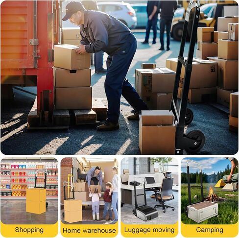 عربة ألومنيوم قابلة للطي 3 في 1، عربة إطار قابلة للسحب من قطعة واحدة شديدة التحمل بوزن 600 رطل مع عجلات عالمية، عربة محمولة للتحرك في جميع أنحاء المنزل والمستودع والسوبر ماركت والمكتب in Kuwait