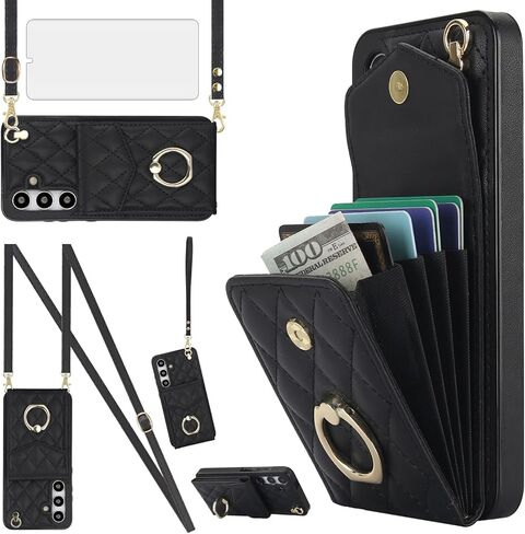 علبة الهاتف ASUWISH لـ Samsung Galaxy S24 Plus S24+ 5G محفظة مع واقي شاشة زجاجي مقسى وحزام معصم RFID حامل بطاقة الخلية S24PLUS in Saudi Arabia