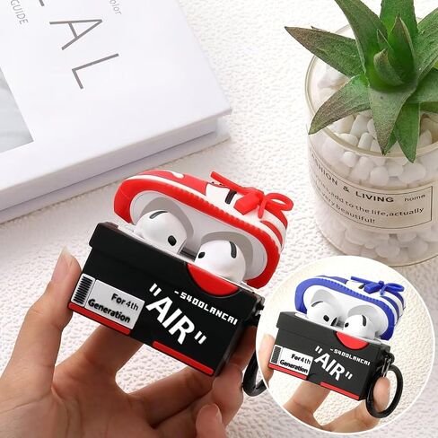 [2Pack] Compatible Airpods Pro 3 Case (2025),3D Cute Cartoon Shoe Box Soft Silicone Protective Cases for Apple AirPods Pro 3rd Generation Case,Airpod Pro 3 Cover with Keychain for Women Men,Red+Blue in Kuwait