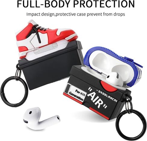[2Pack] Compatible Airpods Pro 3 Case (2025),3D Cute Cartoon Shoe Box Soft Silicone Protective Cases for Apple AirPods Pro 3rd Generation Case,Airpod Pro 3 Cover with Keychain for Women Men,Red+Blue in Kuwait