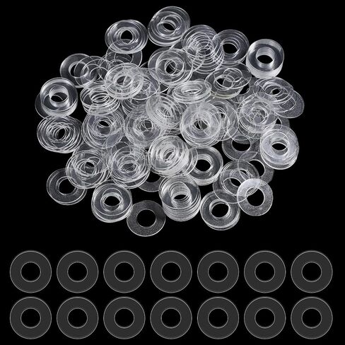 CHGCRAFT 200 Pcs Plastic Washers Flat Vinyl Replacement Clear Washer Gasket Thick Plastic Spacers for Glass Shower Door Handle, 20×1 mm in Saudi Arabia