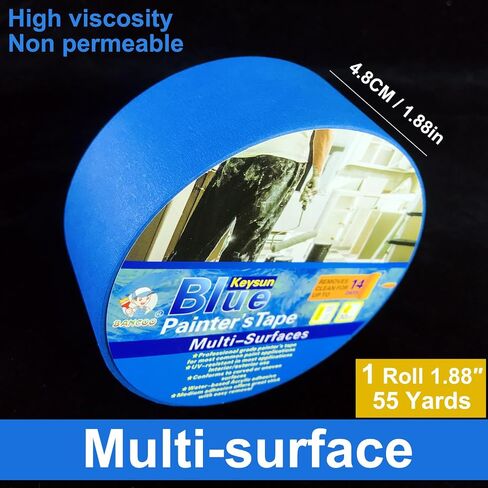 Masking Tape,Paint Tape,Multi-Surface Premium Blue Painter's Tape,Protective Tape with Easy Removal, Clean Release,Paint Supplies for Painting Walls & Arts,Decoration,55 Yards (1, 1.37 inches) in Saudi Arabia