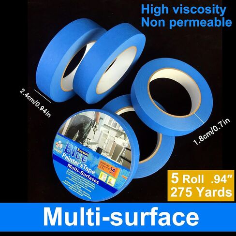 Masking Tape,Paint Tape,Multi-Surface Premium Blue Painter's Tape,Protective Tape with Easy Removal, Clean Release,Paint Supplies for Painting Walls & Arts,Decoration,55 Yards (1, 1.37 inches) in Saudi Arabia