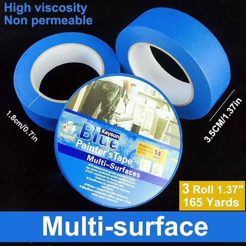 Masking Tape,Paint Tape,Multi-Surface Premium Blue Painter's Tape,Protective Tape with Easy Removal, Clean Release,Paint Supplies for Painting Walls & Arts,Decoration,55 Yards (1, 1.37 inches) in Saudi Arabia