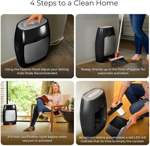 EyeVac Air 2-in-1 HEPA Air Purifier & Touchless Vacuum Automatic Dustpan - Ultra Fast & Powerful - Covers 600 Sq ft - Corded Canister Vacuum, Bagless, Automatic Sensors, 1000 Watt (White/Silver) in Saudi Arabia