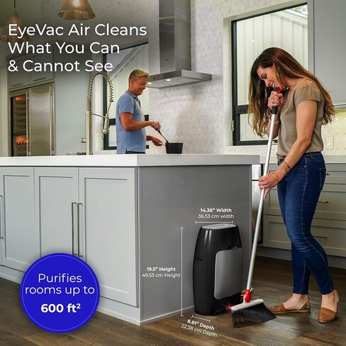 EyeVac Air 2-in-1 HEPA Air Purifier & Touchless Vacuum Automatic Dustpan - Ultra Fast & Powerful - Covers 600 Sq ft - Corded Canister Vacuum, Bagless, Automatic Sensors, 1000 Watt (White/Silver) in Saudi Arabia