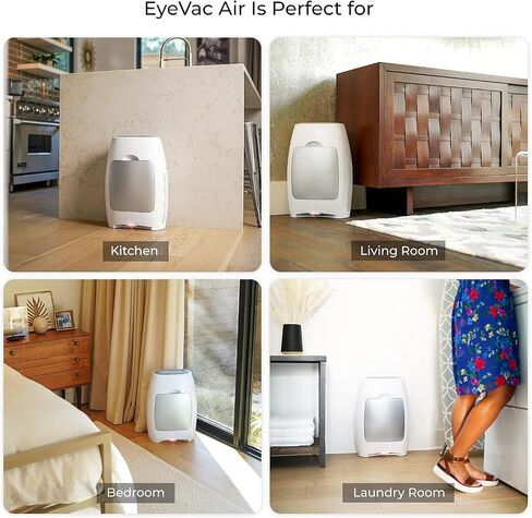 EyeVac Air 2-in-1 HEPA Air Purifier & Touchless Vacuum Automatic Dustpan - Ultra Fast & Powerful - Covers 600 Sq ft - Corded Canister Vacuum, Bagless, Automatic Sensors, 1000 Watt (White/Silver) in Saudi Arabia