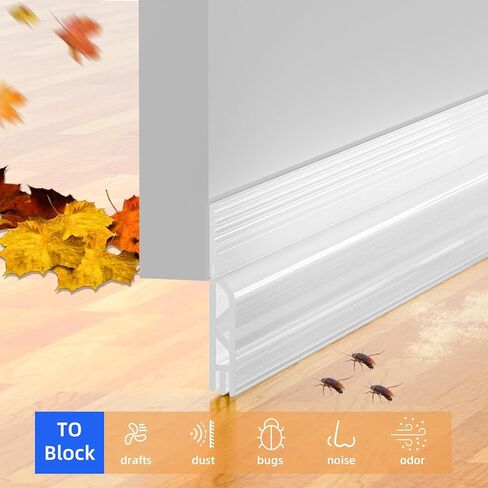 Under Door Draft Stopper, Door Sweep for Bottom of Door, Under Door Gap Filler for Exterior & Interior Doors, Weather Stripping Door Seal for Blocker Noise Cold Air Insulation (Brown, 39inch) in Kuwait