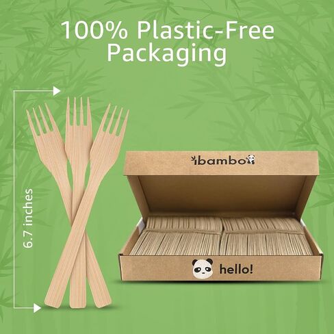100% Bamboo Cutlery Set - 100 Biodegradable Utensils (50 Forks, 25 Spoons, 25 Knives) | Reusable or Disposable Bamboo Flatware | Compostable FSC Certified Utensils for Weddings, Camping, Party in Saudi Arabia