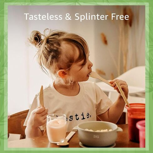 100% Bamboo Cutlery Set - 100 Biodegradable Utensils (50 Forks, 25 Spoons, 25 Knives) | Reusable or Disposable Bamboo Flatware | Compostable FSC Certified Utensils for Weddings, Camping, Party in Saudi Arabia