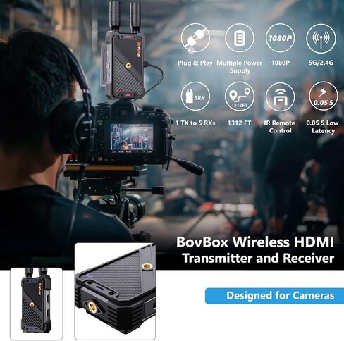 Wireless HDMI Transmitter and Receiver: 1312ft Plug&Play HDMI Wireless Extender Kit 1080P with LoopOut and Support IR Remote Control Streaming from PC,Camera,Laptop,Netflix to HDTV/Projector/DSLR in Saudi Arabia