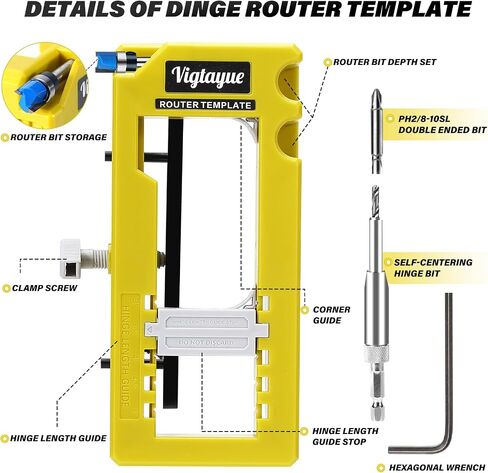 Door Hinge Jig, Door Hinge Template, Door Hinge Mortiser for Door Hinge from 3" to 5" Length and Hinge Types of Sqaure, Radius 1/4" or Radius 5/8 in Saudi Arabia