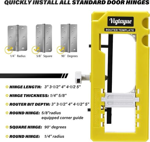 Door Hinge Jig, Door Hinge Template, Door Hinge Mortiser for Door Hinge from 3" to 5" Length and Hinge Types of Sqaure, Radius 1/4" or Radius 5/8 in Saudi Arabia