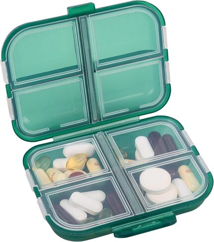 Travel Pill Organizer Small 8 Grid Compartments Pill Holder Box - Portable Medicine Container Case - Daily Weekly Medication Organizer in Saudi Arabia