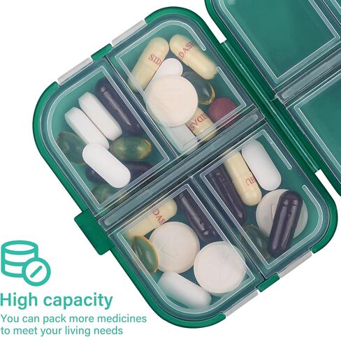 Travel Pill Organizer Small 8 Grid Compartments Pill Holder Box - Portable Medicine Container Case - Daily Weekly Medication Organizer in Saudi Arabia
