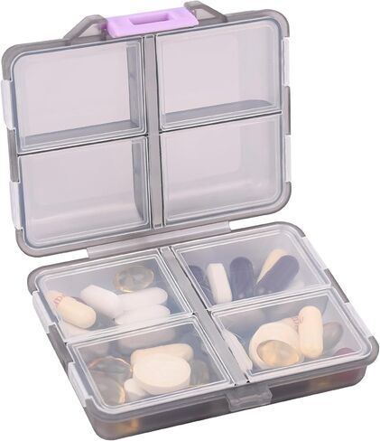 Travel Pill Organizer Small 8 Grid Compartments Pill Holder Box - Portable Medicine Container Case - Daily Weekly Medication Organizer in Saudi Arabia