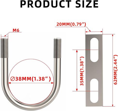 1Set Pure Titanium U-Bolt: M8X25mm (Including nut and Flat Washer),for Strong Corrosion Resistance, Ships, Marine Construction, Outdoor Billboards, Equipment, Gardening, Etc. in Saudi Arabia