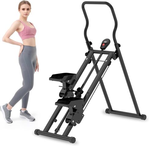 Stair Stepper for Home Gym Exercise ، نسخة جديدة للإصدار العمودي متسلق ، ودرج تمرين كامل الجسم مع نطاق خطوة ممتدة ، مقود ودواسات قابل للتعديل (أبيض) in Saudi Arabia