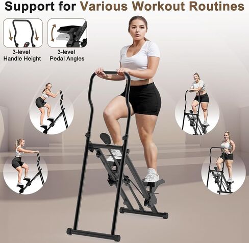 Stair Stepper for Home Gym Exercise ، نسخة جديدة للإصدار العمودي متسلق ، ودرج تمرين كامل الجسم مع نطاق خطوة ممتدة ، مقود ودواسات قابل للتعديل (أبيض) in Saudi Arabia