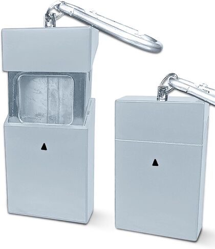 Ashtrays for Cigarettes Portable Pocket Ashtray - Pack of 2 Premium Fireproof ABS Metal Smell Proof Cool Travel Ashtray with Keychain Outdoor Butt Disposal Box Cute Fancy Ash Tray Black in Saudi Arabia