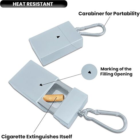 Ashtrays for Cigarettes Portable Pocket Ashtray - Pack of 2 Premium Fireproof ABS Metal Smell Proof Cool Travel Ashtray with Keychain Outdoor Butt Disposal Box Cute Fancy Ash Tray Black in Saudi Arabia