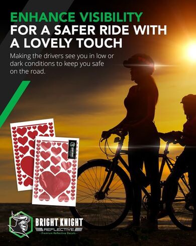 Bright Knight Reflective Heart Decals for Cars, 1" Black Reflective Stickers with 3M Retro-Reflective Vinyl, Self-Adhesive Acrylic Reflective Tape Outdoor Waterproof High-Visibility at Night in Saudi Arabia