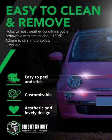 Bright Knight Reflective Heart Decals for Cars, 1" Black Reflective Stickers with 3M Retro-Reflective Vinyl, Self-Adhesive Acrylic Reflective Tape Outdoor Waterproof High-Visibility at Night in Saudi Arabia