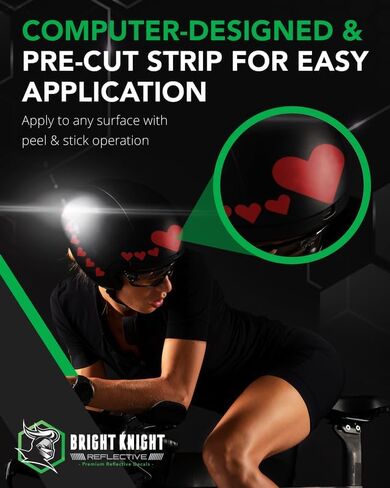 Bright Knight Reflective Heart Decals for Cars, 1" Black Reflective Stickers with 3M Retro-Reflective Vinyl, Self-Adhesive Acrylic Reflective Tape Outdoor Waterproof High-Visibility at Night in Saudi Arabia