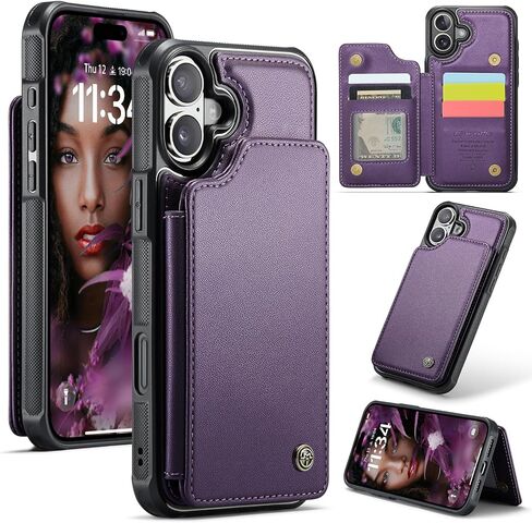 Kowauri for iPhone 16 Plus Case, PU Leather Wallet Case for Women Men with RFID Blocking Card Holder Slot Magnetic Closure Shockproof Phone Cover for iPhone 16 Plus 6.7 inch (Black) in Saudi Arabia