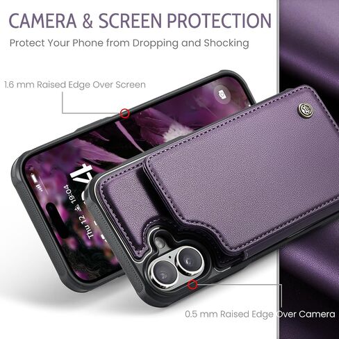 Kowauri for iPhone 16 Plus Case, PU Leather Wallet Case for Women Men with RFID Blocking Card Holder Slot Magnetic Closure Shockproof Phone Cover for iPhone 16 Plus 6.7 inch (Black) in Saudi Arabia