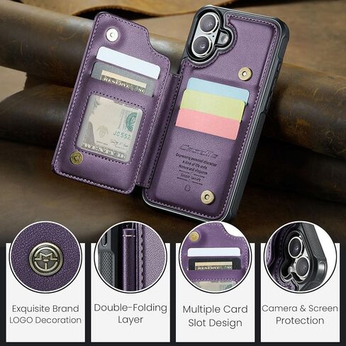 Kowauri for iPhone 16 Plus Case, PU Leather Wallet Case for Women Men with RFID Blocking Card Holder Slot Magnetic Closure Shockproof Phone Cover for iPhone 16 Plus 6.7 inch (Black) in Saudi Arabia