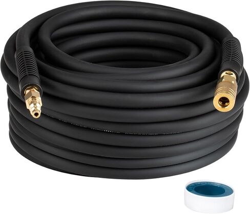 Hybrid Air Hose 3/8 In. x 50 ft, Flexible, Air Compressor Hose With 1/4" Brass Industrial Coupler, Strain Reliefs, Non-Kinking, Black in Saudi Arabia