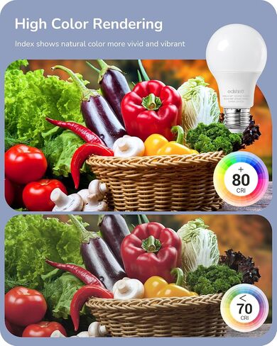 EDISHINE 4-Pack A19 LED Light Bulb, 760LM, 3000K Soft Warm Light Bulb, Energy Saving 9W(60W Equivalent) LED Bulb, E26 Medium Screw Base, Non Dimmable, UL Listed in Saudi Arabia