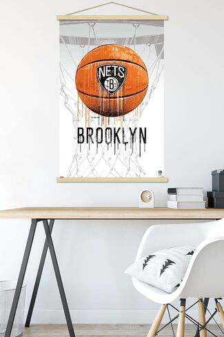 Trends International NBA Brooklyn Nets - Drip Basketball 21 Wall Poster, 22.375" x 34", Print and Black Hanger Bundle in Saudi Arabia