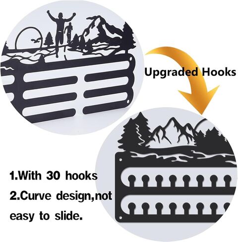 SUPERDANT Medal Hanger Display Sports Medal Holder Mountain Iron Medals Hanging with Hooks Matte Black Metal Belts Display Rack Organizer Race Ribbon Award Hanger Gifts for Athletes in Saudi Arabia