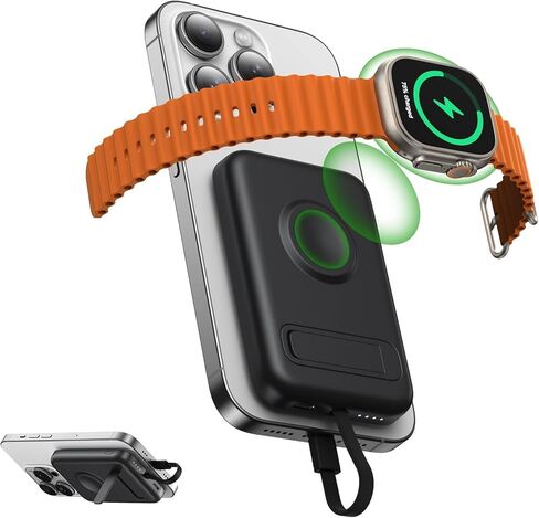 Mini Portable Charger ، 5200 MAH Magnetic Charger Power Bank Slim Small مع كابل مدمج ، حزمة بطارية السفر لـ iPhone 14/13/12/11 Pro/Pro Max/Plus/Mini/AirPods in Saudi Arabia