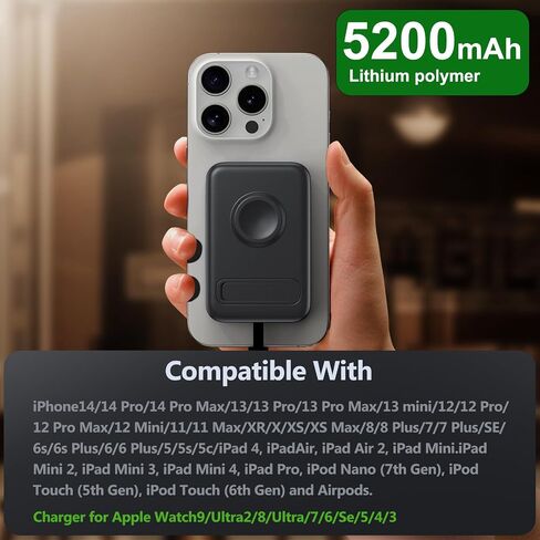 Mini Portable Charger ، 5200 MAH Magnetic Charger Power Bank Slim Small مع كابل مدمج ، حزمة بطارية السفر لـ iPhone 14/13/12/11 Pro/Pro Max/Plus/Mini/AirPods in Saudi Arabia