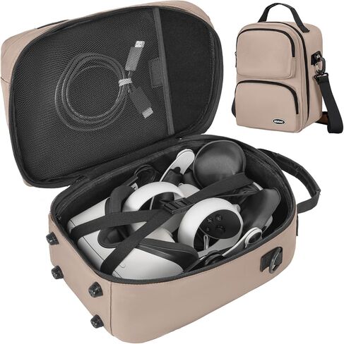 IBVIVIC Large Carrying Case for Oculus Quest 2/Meta Quest 3/Quest 3S, Travel Case for BOBOVR S3 Pro/Kiwi Design Battery Head Strap and Other Accessories Travel Storage Case (Khaki) in Saudi Arabia