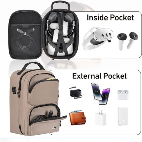 IBVIVIC Large Carrying Case for Oculus Quest 2/Meta Quest 3/Quest 3S, Travel Case for BOBOVR S3 Pro/Kiwi Design Battery Head Strap and Other Accessories Travel Storage Case (Khaki) in Saudi Arabia