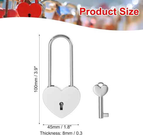 PATIKIL 2.4 Inch Love Locks Heart Padlock with Key Set, Single Heart Couple Wishing Lock Love Padlock for Lover Bridge Anniversary Diary Book Card Box, Gold Tone in Kuwait