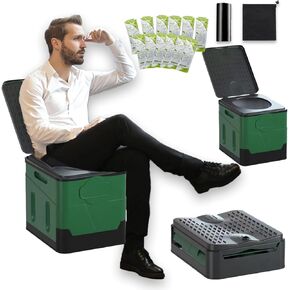 Portable Camping Toilet for Adults, Folding Toilet with Lid Supports up to 500lbs, Porta Potty for Camping and Cabin Use, Outdoor Travel Toilet for Car, Traffic Jam, Hiking