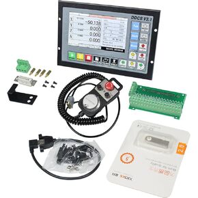 4 Axis DDCS V4.1 Upgrade DDCSV 3.1 G Code Independent Offline Stand Alone Motion Controller，Servo/Stepper Motor Control Replace PLC +100PPR MPG Handwheel with E-Stop for CNC Router Engraving Machine
