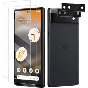 Fycyko [2+2 Pack] for Google Pixel 6 Screen Protector+Camera Len Protective Film, Ultrasonic Fingerprint, 9H Tempered Glass, HD Clear Scratch Resistant