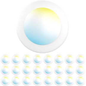 Sunco 24 Pack 5/6 Inch LED Disk Lights, Flush Mount Disc Recessed Ceiling Can Lighting, 1050 LM, Selectable CCT 3000K/4000K/5000K/6000K/6500K, Dimmable, 15W=75W, Damp Rated ETL