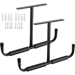 Garage Storage Hooks Rack Ceiling,Wall Mounted Hooks, Heavy Duty Utility Hanger for Ladder,Hose Pipe,Wood, Tools & Other Bulky Items (2 Pack, Black)