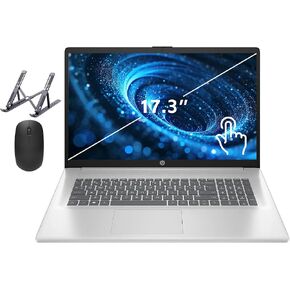 HP 17 Laptop, 17.3" HD+ Touchscreen Display, 16GB RAM, 1TB SSD+128GB SSD, Intel N200 Pentium Processor, Webcam, Numeric Keypad, Long Battery Life, Windows 11 Home, Alpacatec Accessories, Silver