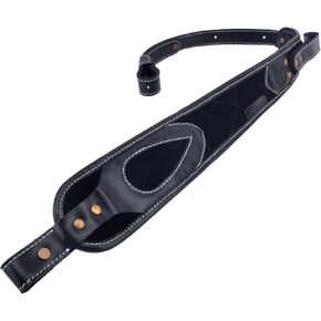 Buffalo Cowhide Leather Rifle Gun Sling, Padded Handmade Gun Straps with Hand Loop