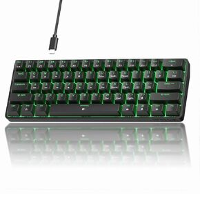TMKB T61SE 60 ٪ لوحة مفاتيح ألعاب ميكانيكية ، مفتاح أحمر خطي ، إضاءة خلفية LED ، Keycap مزدوج اللقطة ، مضاد للضواحي ، USB-C القابلة للفصل ، لوحة مفاتيح كمبيوتر سلكية لـ Windows Laptop Gamer Typist ، White